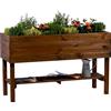 dobar® Grande aiuola rialzata con ripiano | Fioriera con pellicola per piante, 117 x 40 x 70,5 cm | pino | marrone