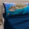 PETTI Artigiani Italiani - Lenzuola in Cotone con Federe in Stampa Digitale, Lenzuolo Singolo, Completo Letto Fantasia Lago di Garda Blu Notte, 100% Made in Italy