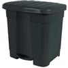 DRW Pattumiera a Pedale per Riciclare con Due Scomparti Nero, 46 Litri, 45 x 41 x 47 cm