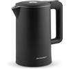 Berdsen Bollitore in acciaio inox con filtro anticalcare 1,7 l, capacità 2200 Watt, illuminazione a LED, doppia parete, base piroette, fornello per acqua, silenzioso, nero