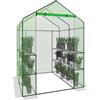 Arreditaly Serra Da Giardino Con 8 Scaffali Ripiani Per Piante Orto Telaio In Acciaio Verniciato Telo In PE Verde Porta Avvolgibile Apertura A Cerniera Protezione Piante Giardinaggio Design 143 x 138 x 190 Cm