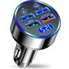 LAIVIYA Caricabatterie Auto USB,4 USB + 2 PD Type-C con Display Digitale con Voltmetro LED Caricatore Accendisigari Rapido Universale Compatibile con phone/Android