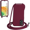 WenBaby Cover Compatible con Samsung Galaxy A33 5G,Cellulare Girocollo Custodia con Cordino TPU Corda Silicone Case Bumper per Samsung Galaxy A33 5G Custodia, Rosso