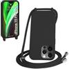 WenBaby Cover Compatible con iPhone 15 Pro Max,Cellulare Girocollo Custodia con Cordino TPU Corda Silicone Case Bumper per iPhone 15 Pro Max Custodia, Nero