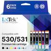 LxTek 530 531 XXL compatibili per Canon TS8750 BK, per Canon TS8751 WH PGI530 CLI531 530XXL 531XXL PGI-530PGBK CLI-531 (confezione da 6, grigio PGBK, nero, ciano, magenta, giallo)