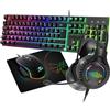 Spirit of Gamer - Ultimate 100, Pack Tastiera Mouse Gamer 4in 1 cablata RGB, Cuffie Gaming & Tappetino in tessuto, Tastiera semi-Meccanica AZERTY FR, 6 Tasti Anti-Ghosting, Mouse Gamer 7 Pulsanti 8000