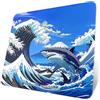 ATTACK SHARK CM05 Tappetino Per Mouse Da Gioco In VetroTemperato, Superficie Ultra Liscia, Vetro Temperato 9H, 17,72 * 15,75 * 0,2 Pollici, Contorno Topografico, Resistente Agli Urti -Wave Shark
