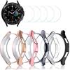 Simpeak 5 Pezzi Cover Compatibile con Samsung Galaxy Watch 4 Classic 42 mm, 5 Pezzi Pellicola Protettiva Vetro Temperato, TPU Custodia, Resistente Graffi, HD, Trasparente/Nero/Oro rosa/Rosa/Grigio