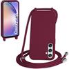 WenBaby Cover Compatible con Samsung Galaxy A54 5G,Cellulare Girocollo Custodia con Cordino TPU Corda Silicone Case Bumper per Samsung Galaxy A54 5G Custodia, Rosso