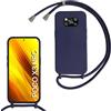WenBaby Cover Compatible con Xiaomi POCO X3 NFC/POCO X3/POCO X3 Pro,Cellulare Girocollo Custodia con Cordino TPU Corda Silicone Case Bumper Custodia, Blu navy