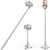 H.May Bastone Selfie Treppiede con Luce di Riempimento, 100CM Asta Selfie Stick Treppiede per Telefono Extra Lungo con Telecomando Staccabile Compatibile con iPhone 15 Samsung Smartphones, Bianco