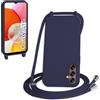 WenBaby Cover Compatible con Samsung Galaxy A15 5G,Cellulare Girocollo Custodia con Cordino TPU Corda Silicone Case Bumper per Samsung Galaxy A15 5G Custodia, Blu navy