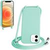 WenBaby Cover Compatible con iPhone 12 Mini,Cellulare Girocollo Custodia con Cordino TPU Corda Silicone Case Bumper per iPhone 12 Mini Custodia, Verde menta piperita
