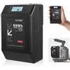 VILTROX BP-V99 V Lock Battery 6700mAh,V Mount Battery con Display LCD,Doppio D-Tap e Uscita USB 99Wh/14,8V,Nero Mini V-Mount per Fotocamere,Videocamere,luci LED,Monitor,MacBook e Smartphone