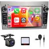 Hodozzy 【8 Core 4+64G】Hodozzy Carplay Autoradio per Opel Astra Antara Vectra Corsa Zafira Meriva Vivaro Combo, 7 Pollice Android Autoradio con Android Auto/WiFi/GPS/RDS/FM/Bluetooth/USB/DSP,Grigio