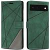 SONWO Cover per Google Pixel 6 Custodia, Flip Caso in PU Pelle Case Cover Premium Portafoglio Custodia per Google Pixel 6, Supporto Stand, Slot per Schede, Verde