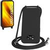 WenBaby Cover Compatible con Xiaomi POCO X3 NFC/POCO X3/POCO X3 Pro,Cellulare Girocollo Custodia con Cordino TPU Corda Silicone Case Bumper Custodia, Nero