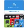 Wicked Chili 8in1 - Set di adattatori per schede SIM Nano a micro e schede standard + pin per scheda SIM per cellulare, tablet, router WLAN, LTE Router da viaggio, Surfstick(con custodia da viaggio)