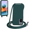 WenBaby Cover Compatible con Xiaomi Redmi Note 10 Pro,Cellulare Girocollo Custodia con Cordino TPU Corda Silicone Case Bumper Custodia, Verde scuro