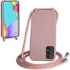 WenBaby Cover Compatible con Samsung Galaxy A52/A52S,Cellulare Girocollo Custodia con Cordino TPU Corda Silicone Case Bumper per Samsung Galaxy A52/A52S Custodia, Rosa sabbia