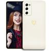 POUHYE Cover per Samsung Galaxy S20 FE Custodia Originale, Gomma Gel di Silicone Liquida Cover con Protezione Fotocamera, Morbida Sottile e Antiurto AntiGraffio Case con Motivo a Amore Cuore Bianco