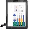SRJTEK Sostituzione dello Schermo per iPad 2 A1395 A1396 A1397 Kit di Assemblaggio Vetro Digitalizzatore Touch Screen Tasto Home+Supporto per Camerale+Adesivo Preinstallato+Cornice Centrale (Nero)