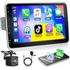 Motorsi Autoradio 1 Din Bluetooth Wireless Apple Carplay Android Auto Radio, 10 Pollici Schermo Staccabile 1280P HD IPS Touchscreen Auto Radio Con Bluetooth 5.2 EQ FM SWC USB, Telecamera Posteriore