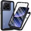 RonRun Cover Xiaomi 13T/ Xiaomi 13T Pro, Antiurto 360 Gradi Full Case con Protezione per Schermo Incorporata, Trasparente Rugged TPU Bumper Doppia Protettiva Case Nero