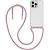 MyGadget Cover per iPhone 14 Pro - Custodia con Corda - Case con Cordino Trasparente Antiurto con Laccio | Tracolla - Practical Stylish - Colorato