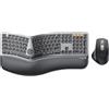 ProtoArc EKM01 Plus Tastiera Ergonomica Mouse Wireless Bluetooth Ergo Keyboard Mouse Combo, Imbottito Palm Rest, Split Design, Ricaricabile, Compatibile per Windows, Mac OS, Grigio e Nero