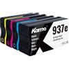 Kamo 937e (Pacco da 4, Con chip più recente) cartucce Compatibili con HP 937e 937 XL - per OfficeJet Pro 9120 9120e 9122e 9125e 9129e 9130e 9110b 9120b 9130b