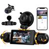 SIXWIN 2K 4 Canali Dashcam Auto 360°, 4 Telecamera, 2K + 1080Px3 Anteriore e Posteriore Sinistra Destra, 3 Pollici Schermo con WDR-Nachtsicht, WiFI,G-Sensor,24/7 Parkmodus,Loop-Aufnahme, App