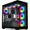 Spirit Of Gamer - Spark Dark, Case PC Gaming RGB Aquarium, Compatibile ATX/mATX/mITX, 6 Ventole ARGB da 120 mm incluse, Torre Gaming Vuota con Pannello Frontale e Laterale in Vetro Temperato da 4 mm