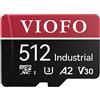 VIOFO Scheda microSD da 512 GB di qualità industriale, U3 A2 V30 ad alta velocità con adattatore, per registrazione video Ultra HD 4K, per dashcam, action camera, smartphone Android, tablet