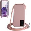 WenBaby Cover Compatible con Samsung Galaxy S20 Plus,Cellulare Girocollo Custodia con Cordino TPU Corda Silicone Case Bumper per Galaxy S11/S20 Plus Custodia, Rosa sabbia