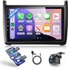 Rimoody 4G+64G Autoradio Android per VW Polo 6R 6C 9N 2008-2016 9 HD Touchscreen Radio Auto con Carplay Android Auto Senza Fili Mirror Link Navi GPS Bluetooth WiFi FM/RDS/EQ Comandi al Volante Retrocamera