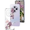 DiaryTown Cover per Xiaomi Redmi 14C 4G Motivo Bello Trasparente Ultra Sottile Morbida TPU+PC Custodia in Silicone Antiurto Bumper Protettiva Case per Donne Ragazze per Redmi 14C 4G - Peonia Viola