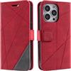 Vankii Cover per iPhone 13 PRO Max (6,7 Pollici), Flip Caso Libro Portafoglio Custodia in Pelle PU Magnetica,Custodia Pelle Sintetica TPU Silicone Antiurto,Funzione Supporto Slot Schede (Rosso)