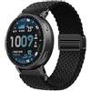 GIOPUEY 22mm Cinturini Magnetica Compatibile con Amazfit Active Max, Cinturino in Morbido Nylon Intrecciato [Unisex] [Traspirante] - Black