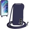 WenBaby Cover Compatible con Samsung Galaxy S21 FE,Cellulare Girocollo Custodia con Cordino TPU Corda Silicone Case Bumper per Samsung Galaxy S21 FE Custodia, Blu navy