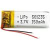 Liter energy battery Batteria 501235 LiPo 3.7V 150mAh 0.555Wh 1S 5C Liter Energy Battery per l'elettronica Ricaricabile Telefono Portatile Smartwatch Orologio GPS - Non adatto per Radiocomando 37x12x5mm (150mAh|501235)