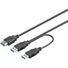 Goobay 95749 Cavo USB 3.0 Dual Power SuperSpeed, Nero, 2 x Numero di Schermature, 0.30m Lunghezza del Cavo