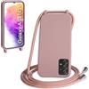 WenBaby Cover Compatible con Samsung Galaxy A53 5G,Cellulare Girocollo Custodia con Cordino TPU Corda Silicone Case Bumper per Samsung Galaxy A53 5G Custodia, Rosa sabbia