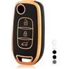 OFF WE GO Cover Chiave Guscio Chiavi per Renault Sandero Logan Stepway Arkana Captur Kadjar Symbol Koleos Megane Clio Custodia Chiave Macchina TPU Copri Chiavi Telecomando Auto Portachiavi, Oro Nero