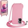 WenBaby Cover Compatible con Xiaomi Redmi Note 10 4G/Note 10S,Cellulare Girocollo Custodia con Cordino TPU Corda Silicone Case BumperCustodia, Rosa