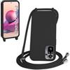WenBaby Cover Compatible con Xiaomi Redmi Note 10 4G/Note 10S,Cellulare Girocollo Custodia con Cordino TPU Corda Silicone Case BumperCustodia, Nero