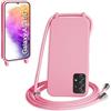 WenBaby Cover Compatible con Samsung Galaxy A53 5G,Cellulare Girocollo Custodia con Cordino TPU Corda Silicone Case Bumper per Samsung Galaxy A53 5G Custodia, Rosa
