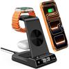 Phelinta Stazione di ricarica per Apple, caricatore wireless 3 in 1 con orologio per iPhone 16/15/14/13/12/11/SE/XR/XS/X, supporto di ricarica per Apple Watch Ultra/9/8/7/6, AirPods Pro/4/3 (Senza Adattatore)