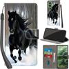PHINIENLAND Cover per Motorola Moto G35 custodia portafoglio Cavallo nero | 3 scomparti carte, 1 tasca banconote, Chiusura magnetica, Supporto, Pelle PU flip cover per Moto G35