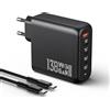 OUFUYU 138W Caricatore USB C 4 Porte PD3.0 GaN Caricabatterie Rapido Tipo C Alimentatore con Cavo USB C 100W per MacBook Pro/Air, Dell XPS 15, Google Pixel, iPhone 16/15, iPad Pro, Galaxy S24/S23/S22